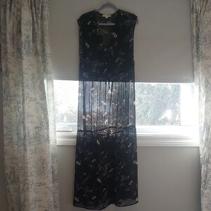 Lovestitch Black Floral Sleeveless Maxi Dress with Cream & Tan Blooms